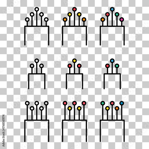 Set of optical cable icon, technology information web network, digital vector illustration .