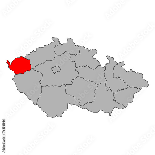 Karlovy Vary Region of Czech republic map, travel web flat concept icon vector illustration .