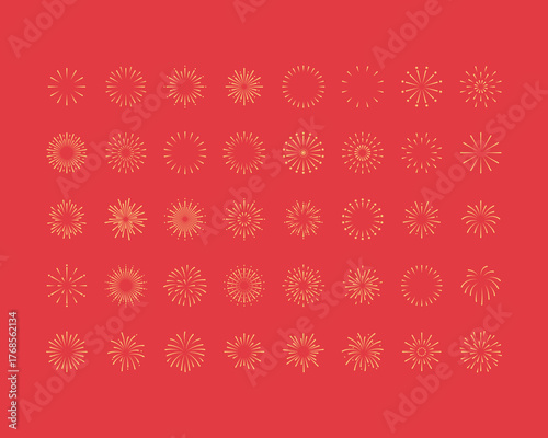 set of firework icons, explode, new year celebration