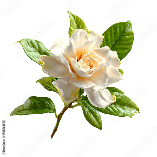 Fresh gardenia flower isolated on transparent background