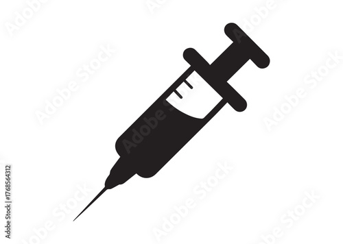 Syringe injection icon, Syringe injection Black vector