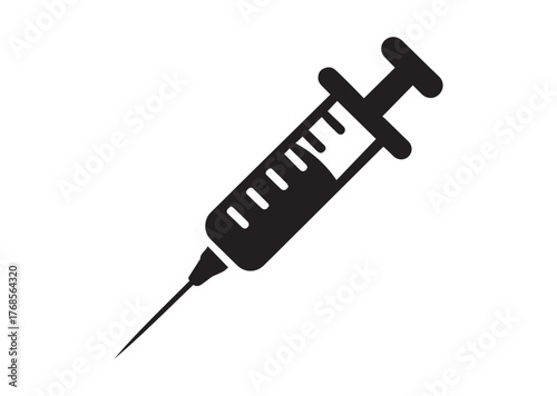 Syringe injection icon, Syringe injection Black vector