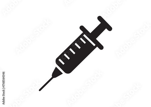 Syringe injection icon, Syringe injection Black vector