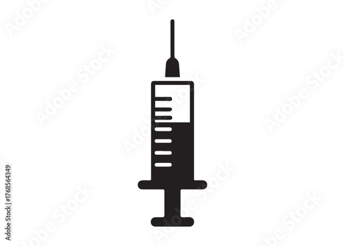 Syringe injection icon, Syringe injection Black vector