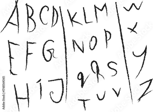 Hand drawn alphabet letters from A to Z for educational designs