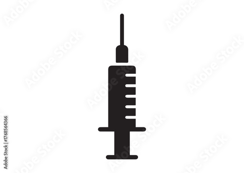 Syringe injection icon, Syringe injection Black vector