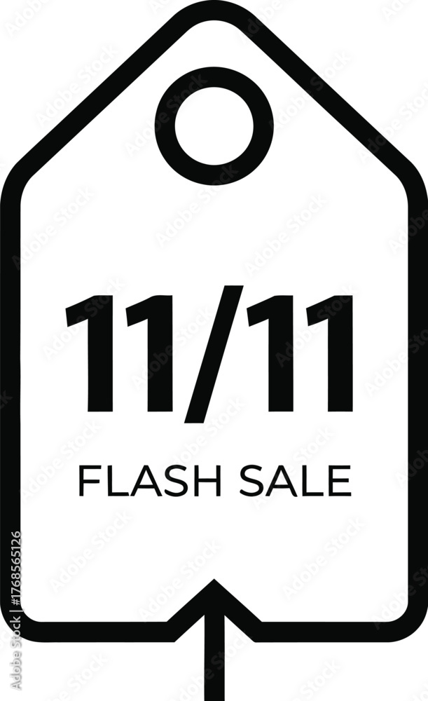 Naklejka premium Modern Silhouette Vector Badge of Price Tag with 11.11 Date