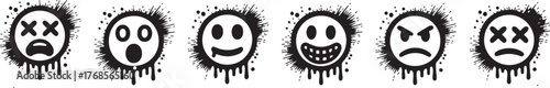 Graffiti smiley face emoticon collection style art vector