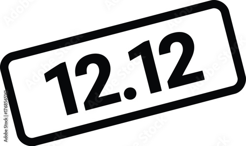 Minimalist Silhouette Vector Stamp with 12.12 in Rounded Rectangle