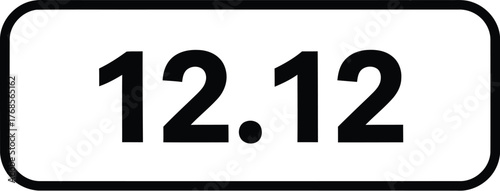 Minimalist Silhouette Vector Stamp with 12.12 in Rounded Rectangle