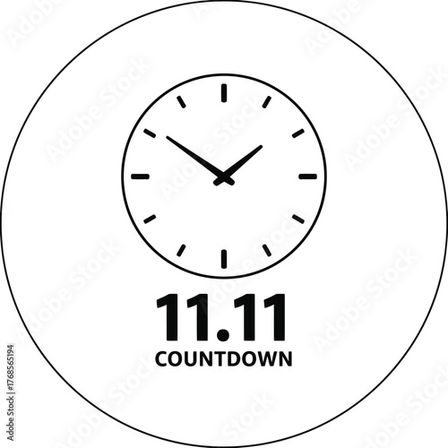 Minimalist Silhouette Vector of Clock Counting Down to 11.11 Sale
