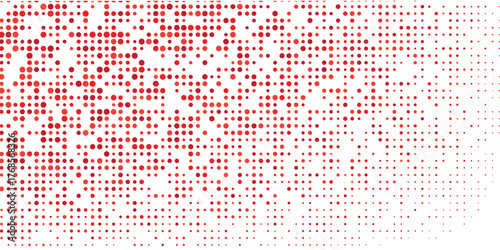 Dotted gradient vector illustration, white and red halftone background, horizontal seamless dotted lines, monochrome dots texture backdrop, retro effect. eps10