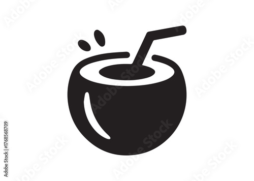 Coconut juice icon, Coconut juice Black vector