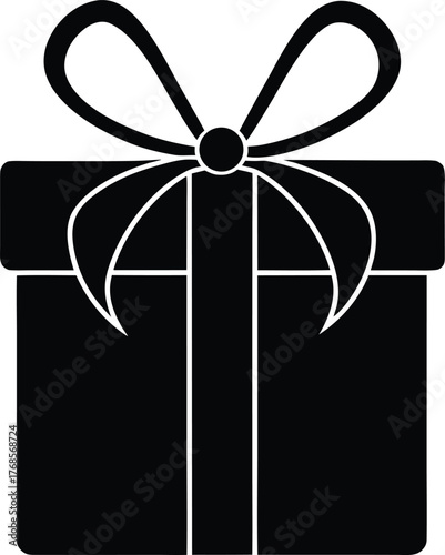 Gift box with bow vector icon present wrapped with ribbon holiday celebration surprise package design element