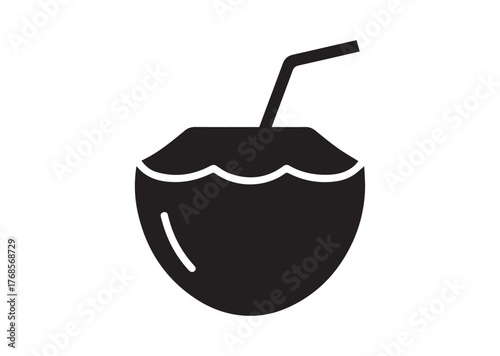 Coconut juice icon, Coconut juice Black vector