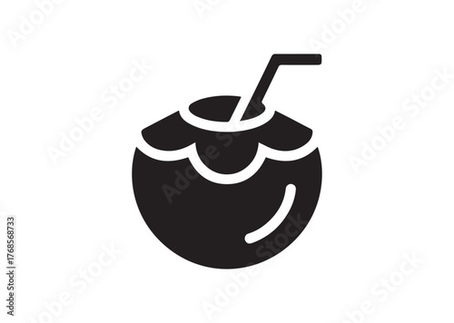Coconut juice icon, Coconut juice Black vector