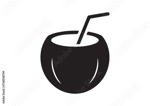 Coconut juice icon, Coconut juice Black vector