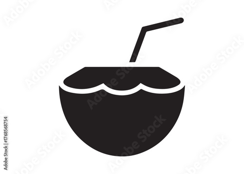Coconut juice icon, Coconut juice Black vector