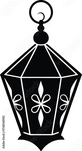 Islamic or Moroccan lantern silhouette isolated on transparent background beautiful decorative lamp design for celebrations