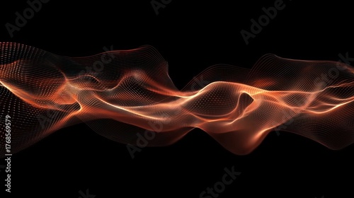 3D rendering of a digital wave graphic with luminous effects and motion.