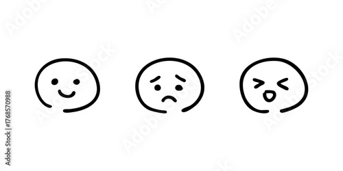 手書きの顔文字・表情アイコン漫符セット
