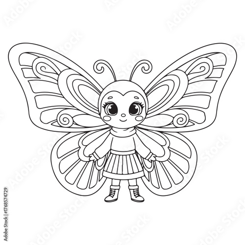 Coloring page outline of a cute Butterfly vector