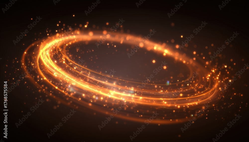 Obraz premium Radiant Orange Light Swirl With Glitter And Transparent Effects Against A Dark Background - Perfect For Energy Portals And Sci-Fi Animations