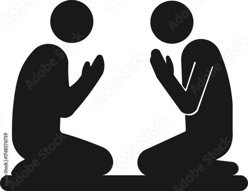 Two silhouettes praying together islamic muslim worship prayer faith spirituality connection