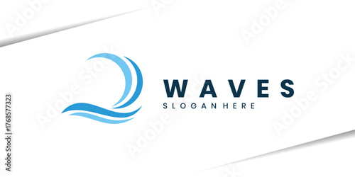 Blue style ocean wave logo design