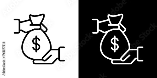 Payroll Icon Set. Clean Line Design With Light And Dark Versions For Versatile Use. 