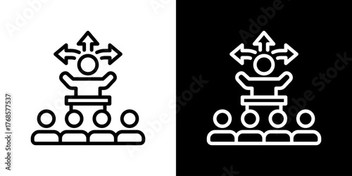 Leadership Icon Set. Clean Line Design With Light And Dark Versions For Versatile Use. 