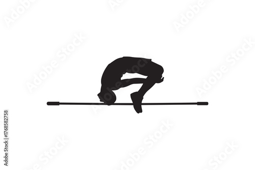 High Jump Athlete Silhouette in Action Track and Field High Jumper Vector Illustration