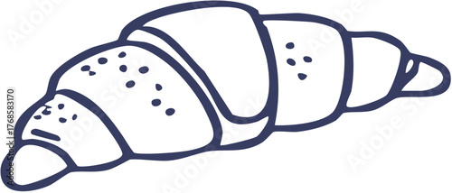 Hand-drawn outline illustration of a classic croissant with texture dots.