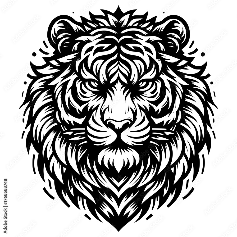 Obraz premium A tiger face in close up vector image illustration