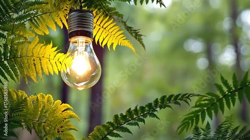 Light bulb with plant sprouts. Ecology and sustainable development concept