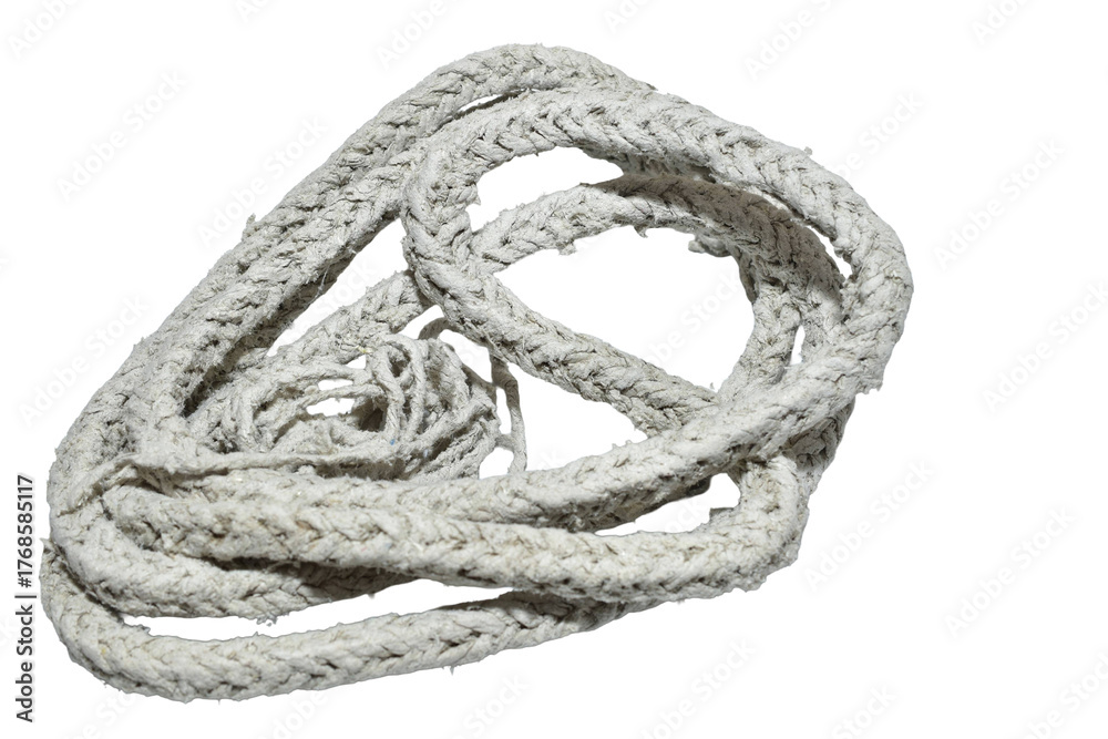 Fototapeta premium Rope woven from asbestos fibers on a PNG background.