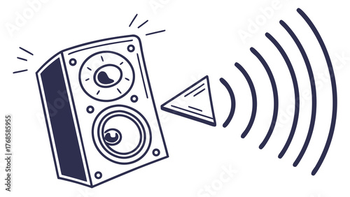 Powerful speaker sending soundwaves with volume and clarity, ideal for music lovers, audio enthusiasts, and home entertainment promotions