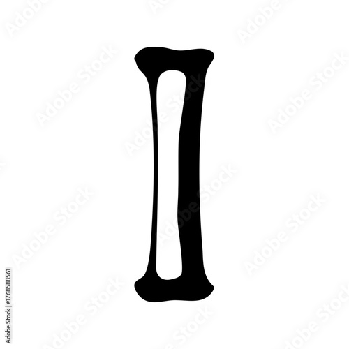 Silhouette Illustration of a Bone or Anthropomorphic Figure Against a White Background