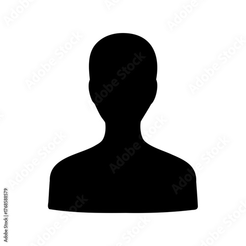 Black silhouette of a person with a smooth haircut and shoulders