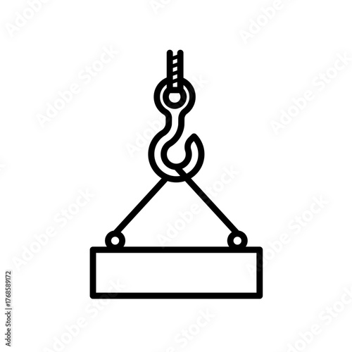 Crane hook lifting heavy load - vector icon