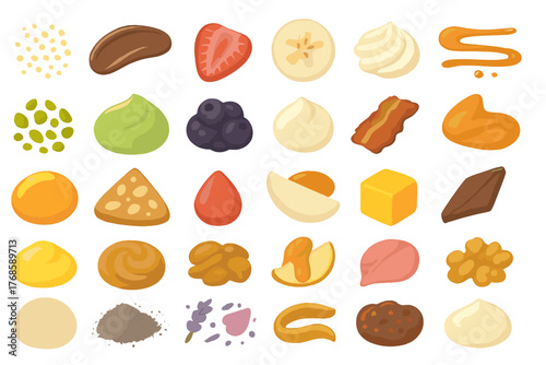 Sweet and savory food topping icon pack