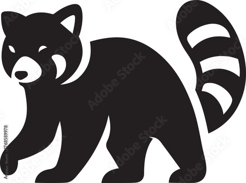 Stylized red panda walking silhouette animal wildlife, Cute red panda vector illustration for wildlife art