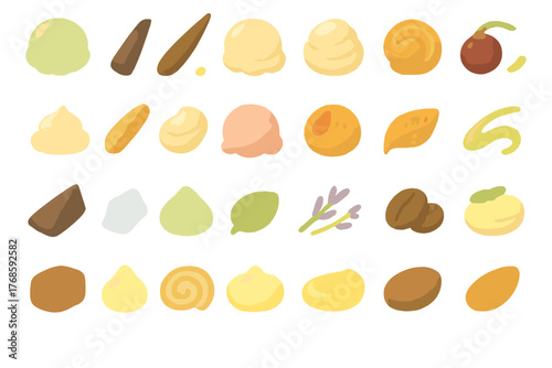 Soft glowing food and flavor icons on golden background