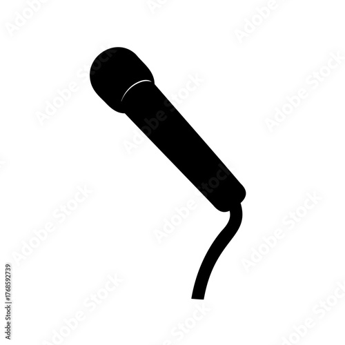 Black microphone on a white background for audio recording illustration