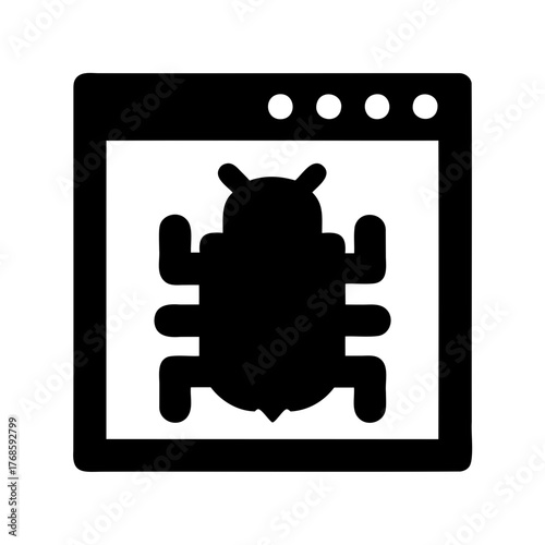 Malware vector illustration with insect within a browser window frame icon