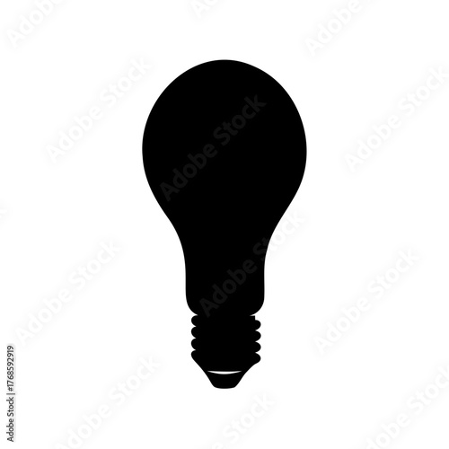 A black and white image of a silhouette of a light bulb