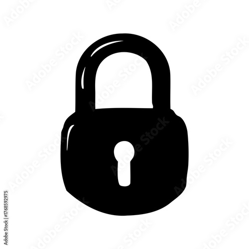 Classic padlock silhouette with a keyhole, representing security and protection concept