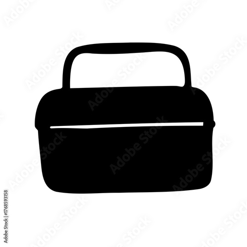 Silhouette image of a lunch box or storage container with handle