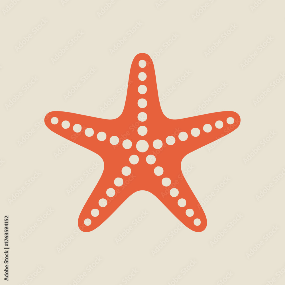 Obraz premium A starfish illustration with orange color and white dots on a light background in a flat design