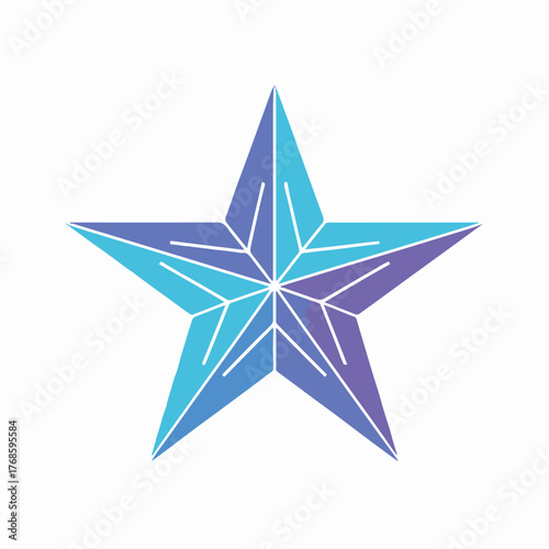 A gradient star with white lines on a white background creating a geometric design element for use